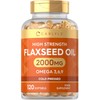 Flaxseed Oil Capsules 2000mg | 120 Softgels | High Strength Omega 3, 6 & 9 | Cold Pressed | No Artificial Preservatives | by Carlyle