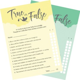 12 x Yellow Baby Shower Games True Or False 12 Game Cards and 1 Answer Card Boy/Girl/Unisex (Yellow, 12)