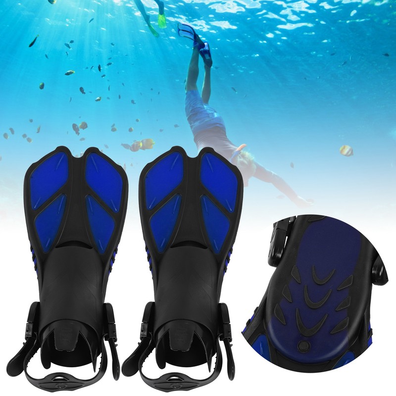 1 Pair Adjustable Swimming Fins TPR Open Heel Long Diving