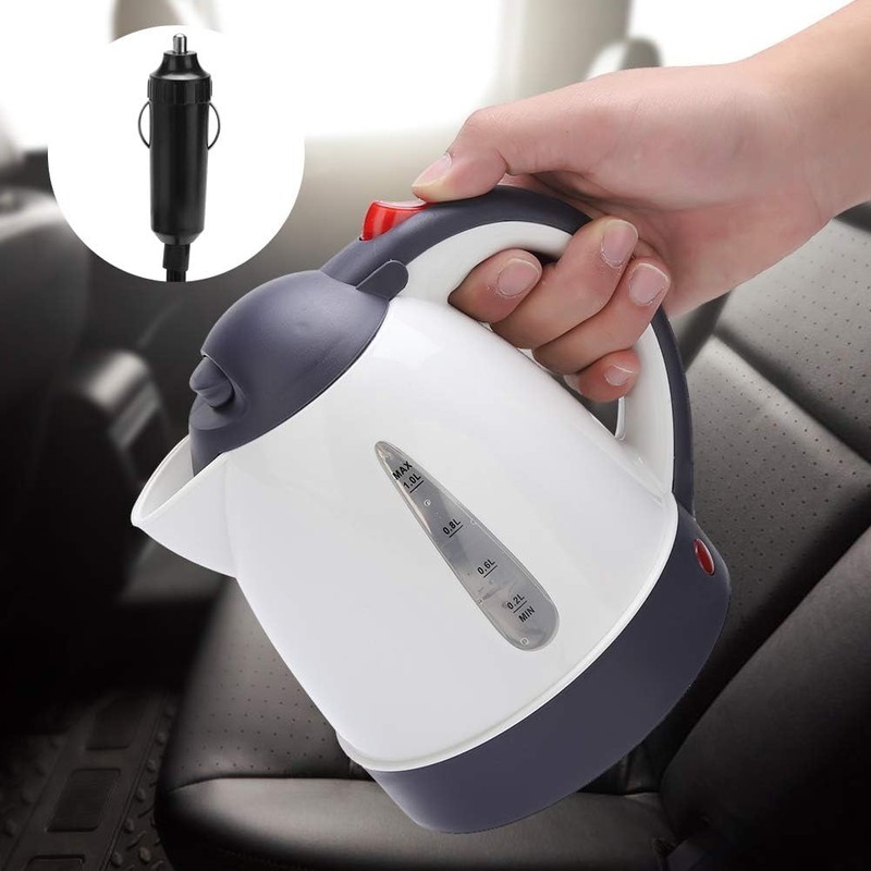 Portable Electric Travel Kettle, 12V Car Water Heater, 1000ml Capacity,