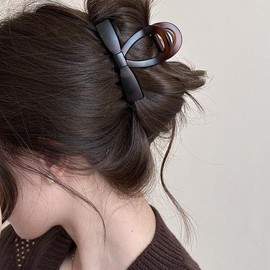 WENJESO French Glossy Arched Hair Claw Simple, Large, Elegant, Retro, Shark Clip, Women's, Casual, Hair Accessory, Set of 3 Elegant-rd