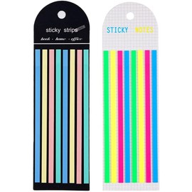 320Pcs Transparent Highlighter Tapes，Removable Sticky Tabs for Annotating Books, Long Strips Page Markers Tabs with Scissor, Neon Clear Index Tabs Sticky Notes Office School Supplies
