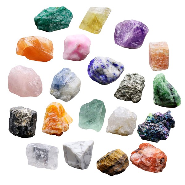 Eurobuy 20 piezas de muestras de minerales de colección de rocas y minerales de geología educativa, muestras de minerales minerales naturales