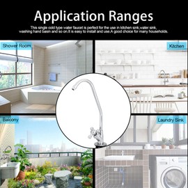 28 cm Kitchen Tap, 1/4 Inch Gooseneck Tap Kitchen Zinc Alloy Chrome Reverse Osmosis 360° Rotatable Filter Kitchen Tap for Kitchen Sink Water Filter Systems