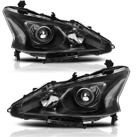 ALZIRIA Headlight Assembly Compatible with 2013 2014 2015 13 14 15 Nissan Altima 2013-2015 13-15 Nissan Altima S/SL/SV-Only fit 4Door (Black Housing Clear Relfector)