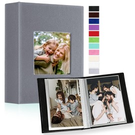 Ywlake Photo Album 4x6 50 2 Packs, Small Mini Capacity Leather Photo Books, Each Pack Holds 50 Top Loader Vertical Only Pictures Grey