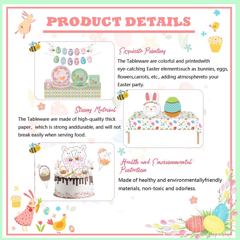 YAAVAAW 137 * 274cm Easter Tablecloth,Easter Party Decorations Tablecloth,Large Rectangular