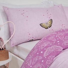 Dreamscene Butterfly Heaven Duvet Cover with Pillowcase Reversible Floral Bright Bedding Set,2 pcs, Purple - Single Size, DDHSBFHPU01