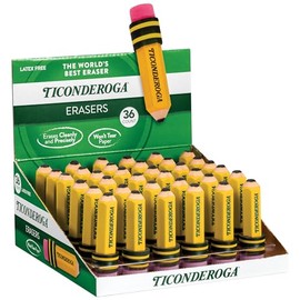 TICONDEROGA 38936 - Borradores con forma de lápiz, amarillo, paquete de 36