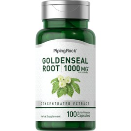 Piping Rock Goldenseal Root Capsules 1000mg | 100 Capsules | Herbal Supplement | Concentrated Extract | Non-GMO, Gluten Free