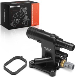 A-Premium Engine Coolant Thermostat Housing Assembly with O-ring Compatible with Ford Explorer, Escape, Fusion, Focus, Edge, Taurus & Lincoln MKZ, MKC, MKT & Land Rover Discovery Sport