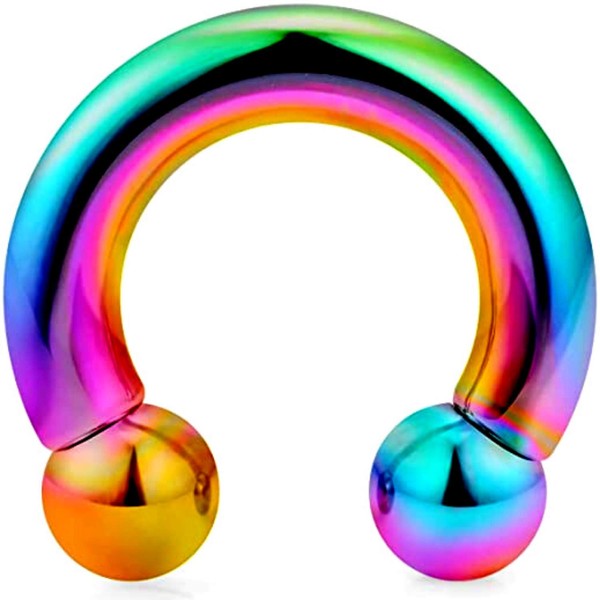 Bodytrend Titanium Circular Barbell Horseshoe PA Ring in Rainbow -