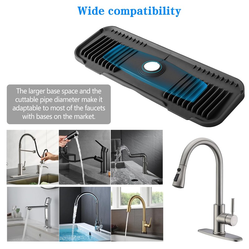 2nd Generation Silicone Faucet Mat, Kitchen Faucet Drip Catcher with