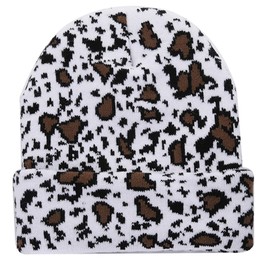 AMOFIA Women's Cow Print Beanie Hats Unisex Cuffed Knit Hat Men's Winter Warm Skull Caps