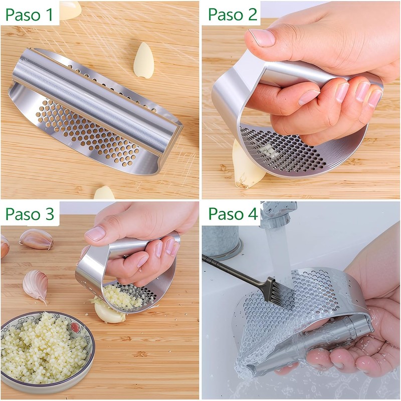Triturador de Ajo de Tres Piezas, Acero Inoxidable 430