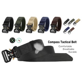 DOOPAI Tactical Belt for Men, 2 Pack Military Nylon Web with Heavy Duty Quick Release Metal Buckle, 1.5'' Wide - Ideal for Work, Gun Holsters