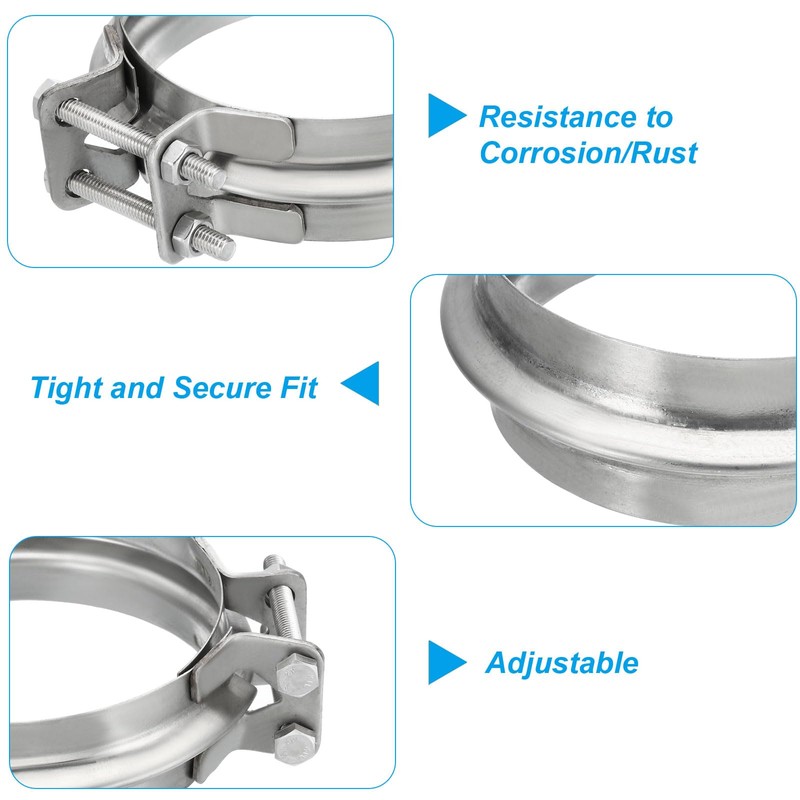 PATIKIL Duct Clamp, 6"(150mm) V-shape Clamp 304 Stainless Steel Pipe