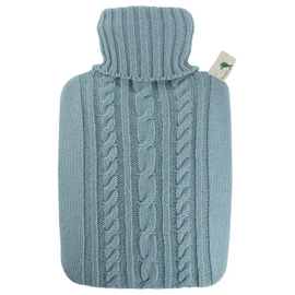 Hugo Frosch Classic Hot Water Bottle 1.8 L with Knitted Cover Pastel Blue