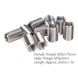 Pack of 10 Thread Insert Reducer Nut, M12 x 1.75 Female Thread and M16 x 2 25 mm Men's Thread Stainless Steel Insert Nut Thread Conversion Kit
