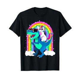 Unicorn Riding Trex Dinosaur Gift Girls Boys Kids Men Women T-Shirt