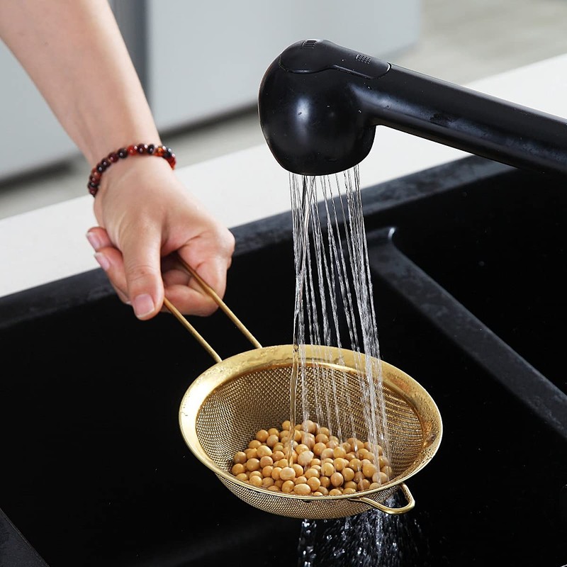 Black Fine Mesh Strainer 3 Piece Set, Black Flour Strainer