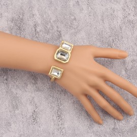 Bjesinmo Gold Chunky Bracelet Women Adjustable Open Cuff Bangle Bracelet Vintage Wide Chunky Cuff Bangle Square Fashion Jewelry