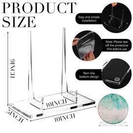 RattanView 2 Pcs Acrylic Easel Display Stand for Photo,Clear Acrylic Stand for Picture Book Decorative Plate Platter, 10 x 5 x 9 Inch