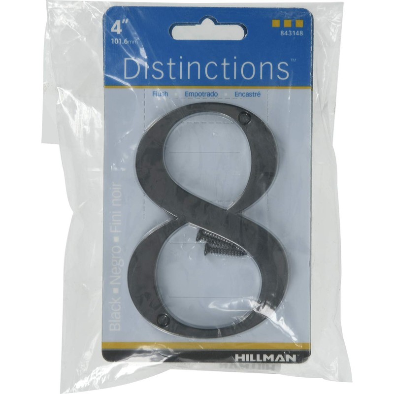 Distinctions 843148 Black Flush-Mount 4-Inch House Number 8