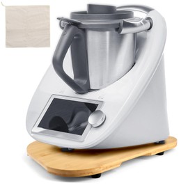 Scettar Sliding board for Thermomix TM6 TM5 sliding board for Thermomix with wheels, high-quality bamboo board for the Thermomix (wood colour)