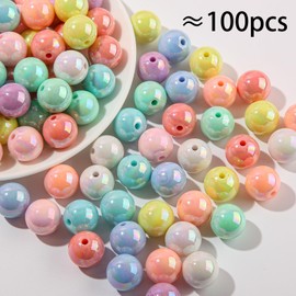 ANCADN 16mm Acrylic Beads Ab Color Beads Round Spring Color Beads Multicolor Acrylic Beads for DIY Jewelry Making (Spring color)