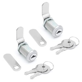 Paquete de 2 candados de leva de gabinete con cilindro de 1-1/8 pulgadas, cerraduras de pulgar de leva compensada y recta, cerradura de caja de herramientas, cerradura de repuesto para