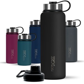 720°DGREE "noLimit" Stainless Steel Children's Drinking Bottle, 410 ml, Leak-Proof, for Carbonated Drinks, BPA-Free, Thermos Flask, Insulated Flask & Screw Cap for Nursery, School, + Free Sports Lid