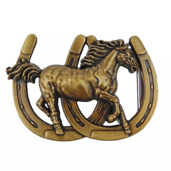 Unbranded Men's Double Horseshoe Horse Belt Buckle Antique Bronze Western