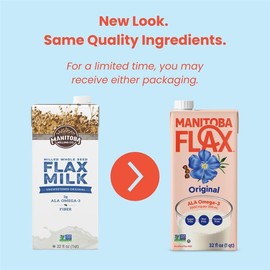 Manitoba Milling Company Original Flax Milk| Unsweetened | 3000mg ALA OMEGA-3 | 2 Tbsp Flaxseed per Serving | 4g Protein & 3g Fiber | Non-GMO, Plant-Based, Non-Dairy| Shelf-Stable, 32 oz (Pack of 6)