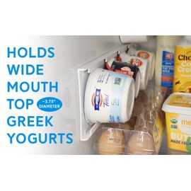 Yogurt Organizer for Fridge - 4 Cup Refrigerator Storage Rack with 3M Adhesive - Under Shelf Fridge Organization for Yogurt - Made in USA, White, 1 Pack