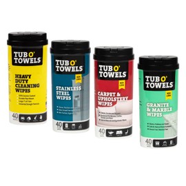 Tub O' Towels Household Cleaning Wipes Variety Pack, 7" x 8", 4-Pack