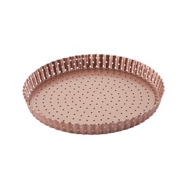 Wiltshire Rose Gold Perforated Quiche and Tart Pan, Round, Non-Stick, Removable Base, Tart Mould, Pastry, Round 23.5 cm