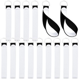 Akamino 50 Pcs Sublimation Blanks Wristlet Keychain, White Blank Neoprene Wristlet Strap Lanyard, Heat Press Transfer Neoprene Wristlet Keychain Holder for Women Gifts, DIY Crafts
