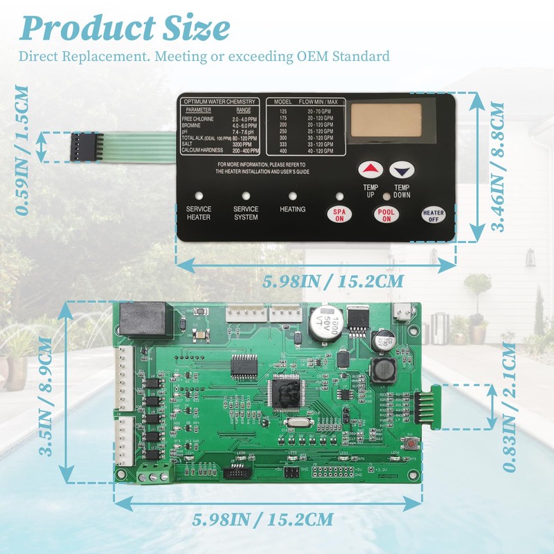 VARONGHKOO 42002-0007S Pool Heater Control Board kit with 472610Z Switch