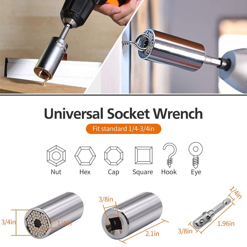 Flexible Drill Bit Extension Set & Universal Socket Tool, Bendable