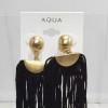 AQUA black fringe tassel pierced earring gold top NWT