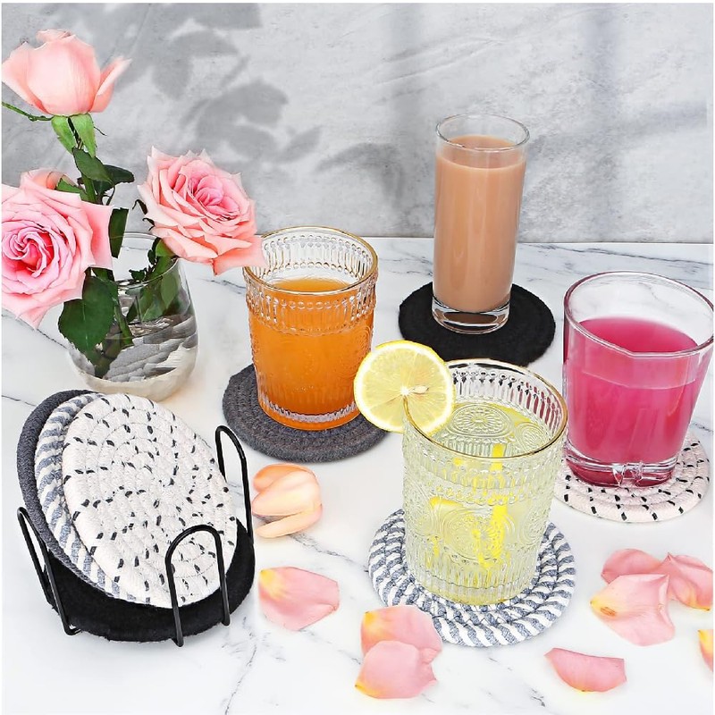 8 Pieces Coasters for Drinks,Braided Coasters Heat-Resistant for Home Coffee