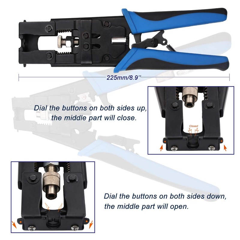Delgada Multifunctional Coax Compression Connector Crimper Kit with 20 F