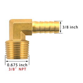 Enoch's Land Brass Hose Barb,90 Degree Elbow,3/8" Barb x 3/8" NPT Male,Brass Barb for Water/Fuel/Air (Pack of 2)