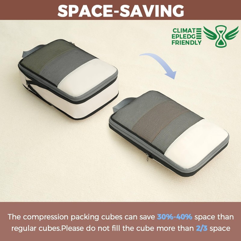 BAGAIL 4 Set/6 Set/8 Set Compression Packing Cubes Travel Accessories