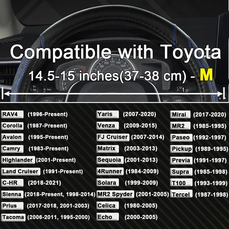 GIANT PANDA PU Leather Steering Wheel Cover, Compatible with Toyota