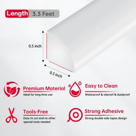 Flexible Quarter Round Molding Peel and Stick Rubber Trim Molding Double-Sided Self Adhesive Wall Corner Trim Molding for Floor, Bathrooms, Countertops (1/2” W x 1/2” H x 3.3 Ft, White)
