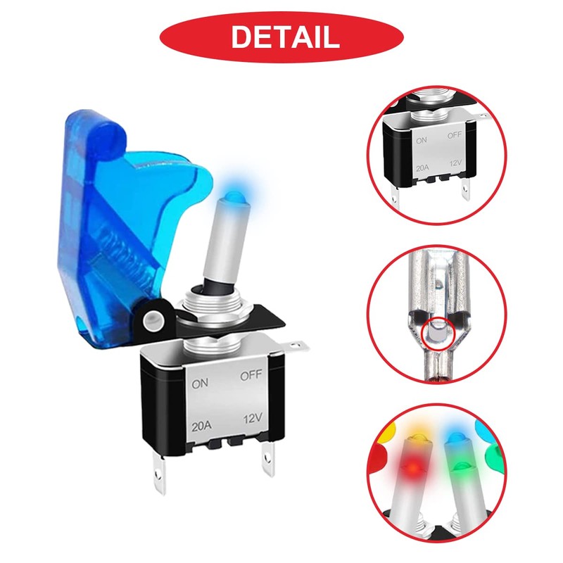 MKBKLLJY 4Pcs 12mm Lighted Toggle Switch DC 12V 20A,DC 24V