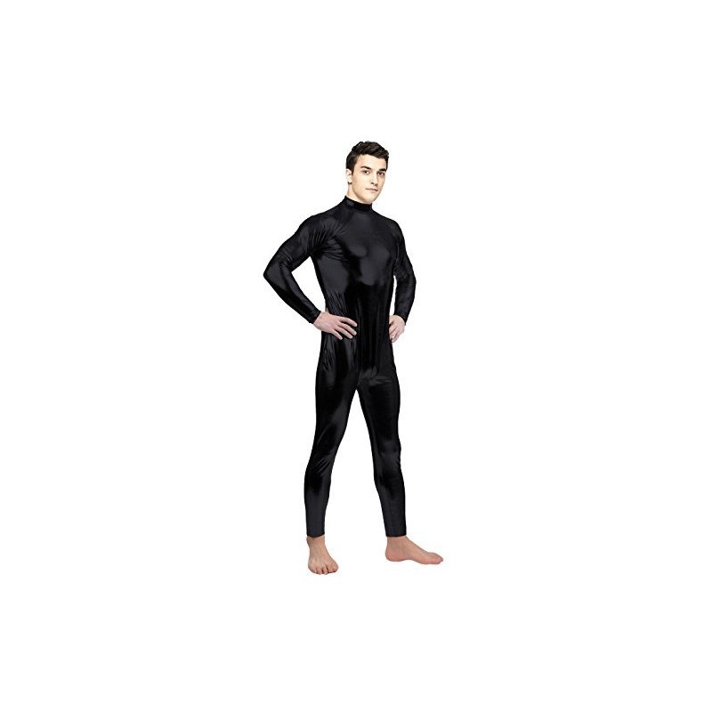 Aniler Unisex Shiny Metallic Unitard Zipper Tight-fitting Stretchy Costume Bodysuit