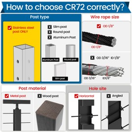 Muzata 40 Pack 1/8" Level Wheel Black Cable Railing Grommets ONLY for Level 1/8" Wire Rope T316 Stainless Steel Protector Sleeves Deck Cable Railing Hardware Kit Metal Posts CR72